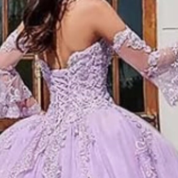 Cinderella Style Quinceanera Dress Detachable Long Sleeve  Prom - Picture 2 of 3